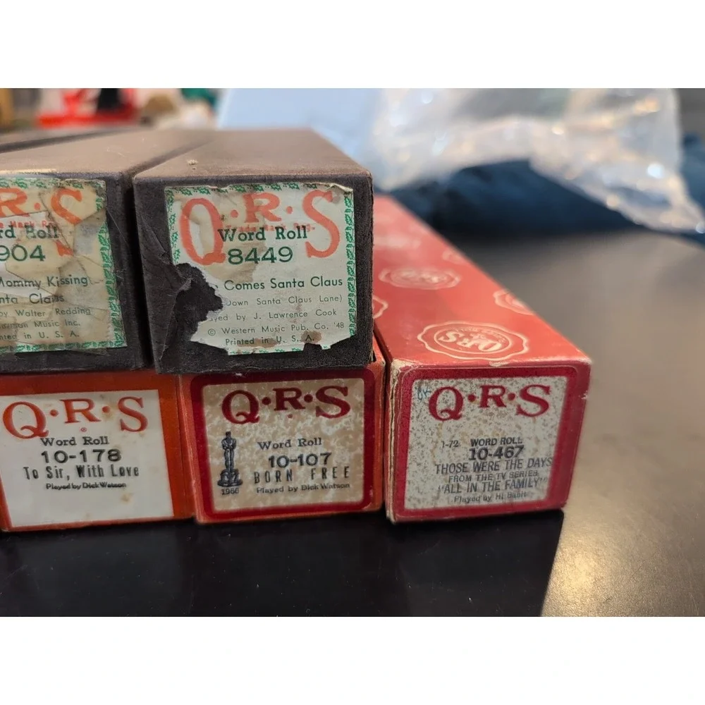 Lot Of 8 QRS Word Roll Piano Rolls Leroy Brown, Cabaret, Santa, More